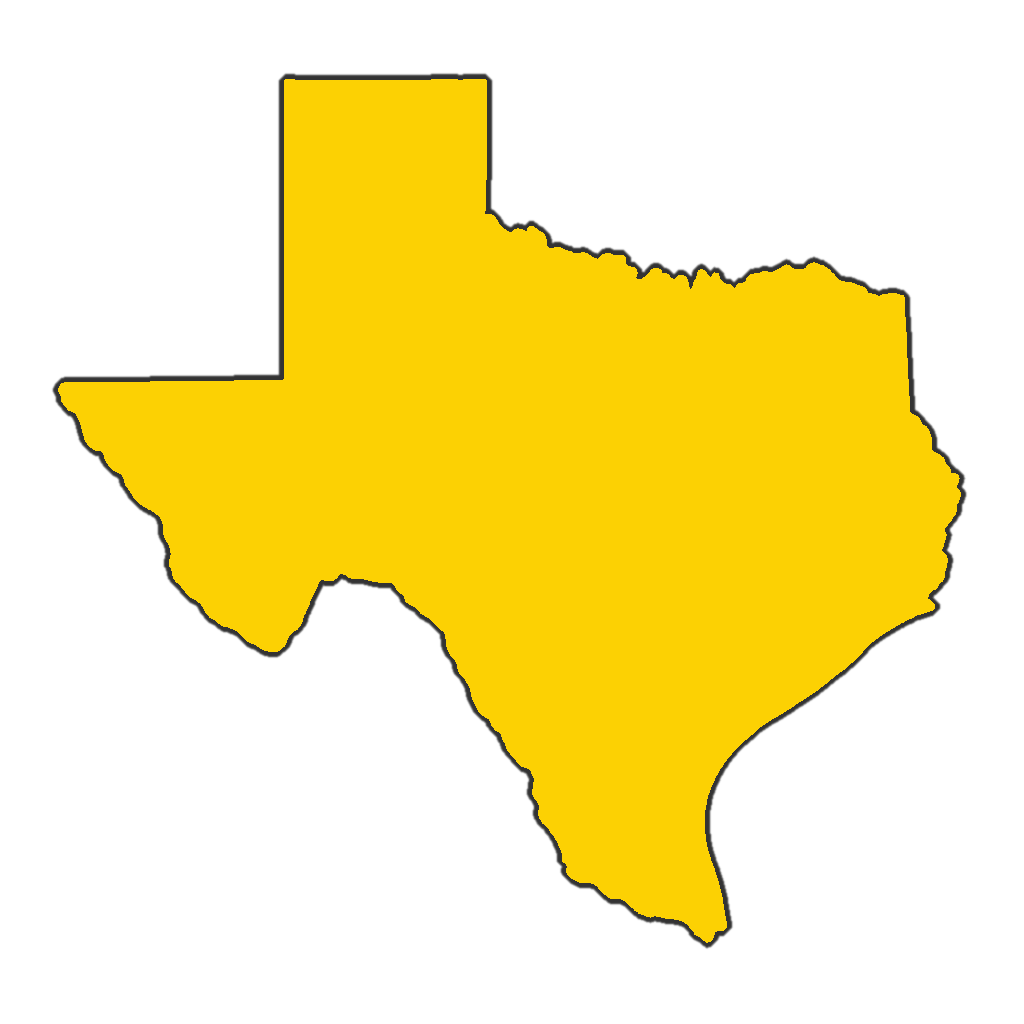 Outline map of the state of Texas